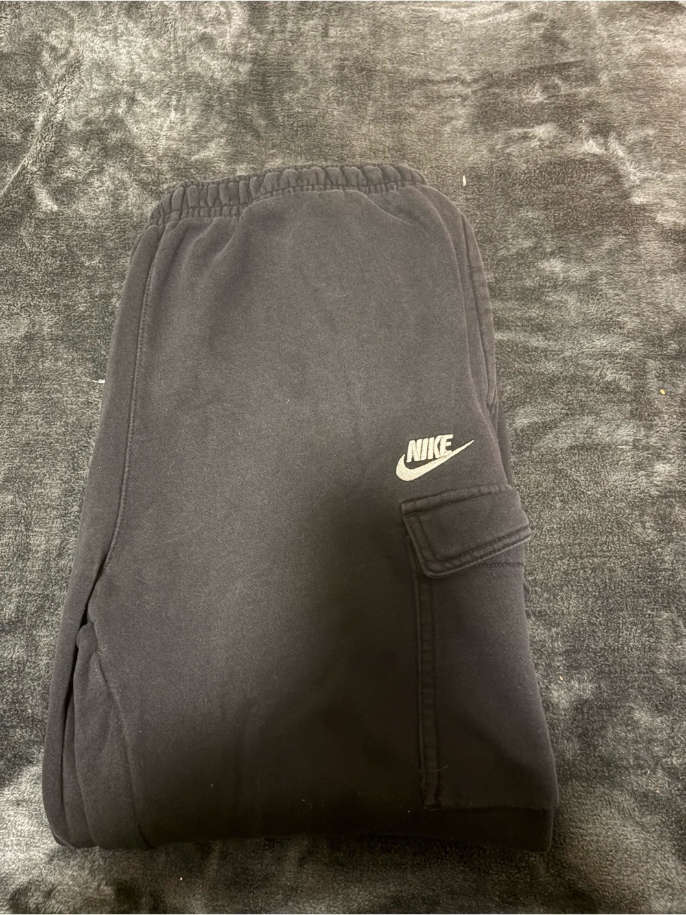 Nike Black Joggers with White Swoosh and Cargo Pocket